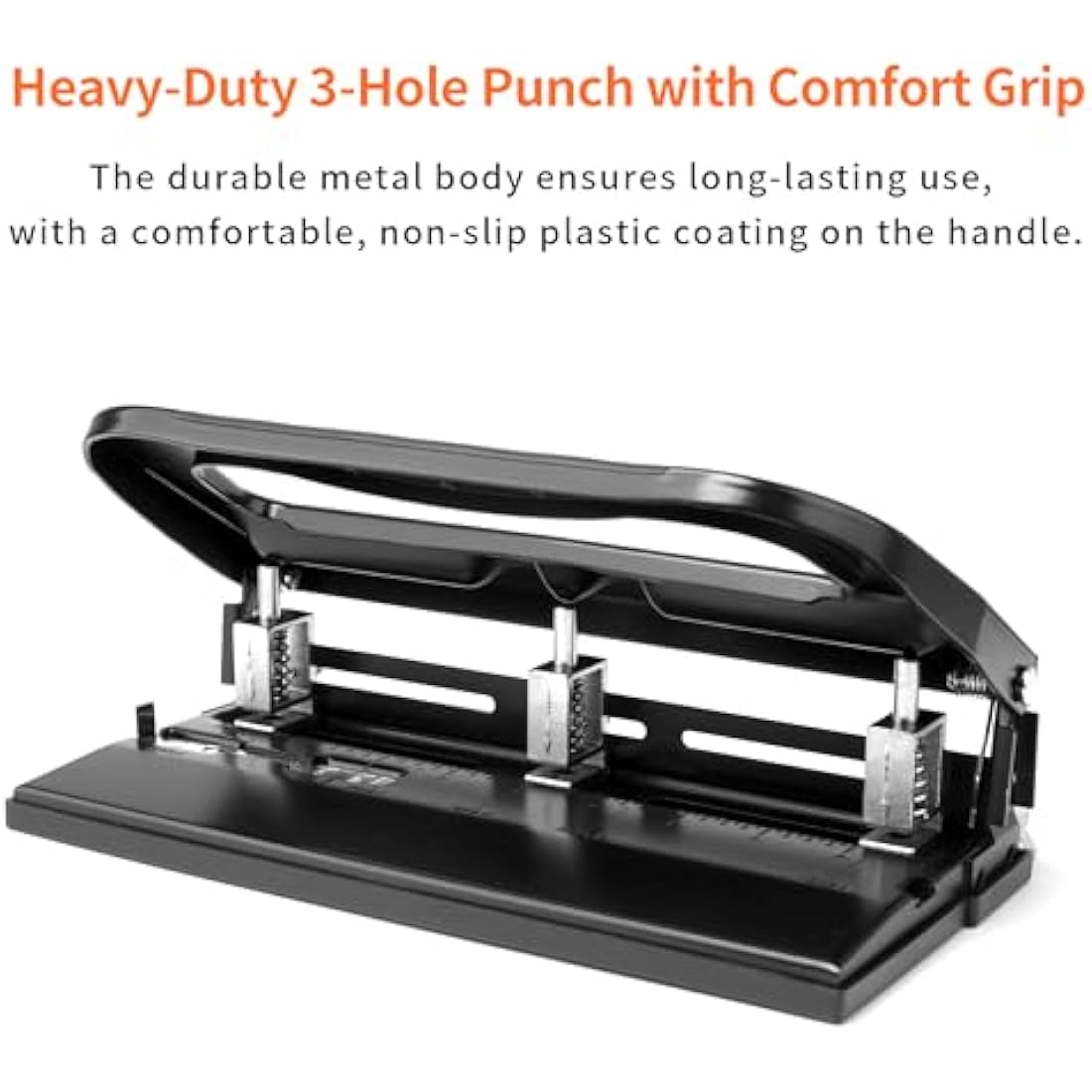 XOOL 3 Hole Punch, Heavy Duty Metal Hole Puncher for 2 or 3 Holes, 9/32" 7mm Hole Diameter, 40-Sheet Capacity, Adjustable Hole Spacing, Non-Slip Base for Office & School