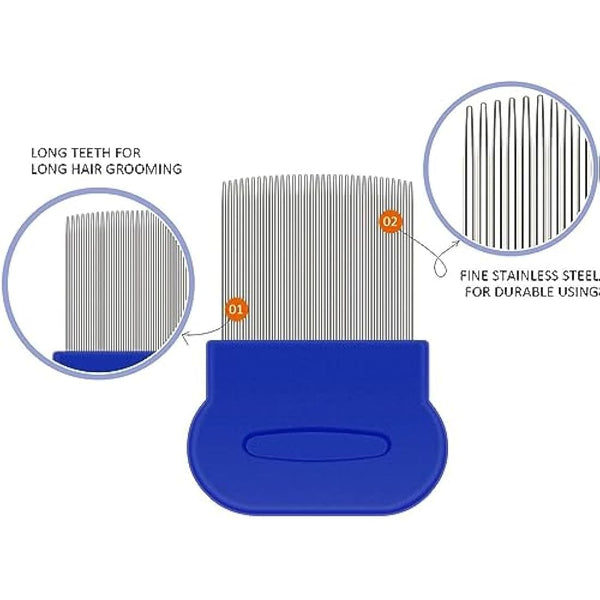 AOSEA 6 Pieces Flea Comb for Cats Dogs Lice Combs Fine Tooth Comb Grooming Set Remove Float Hair Tear Marks Tick Removal Tool,White