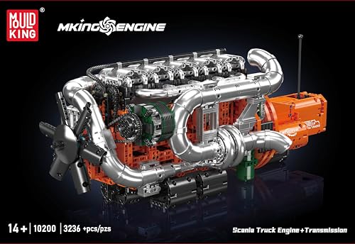 Mould King V12 Engine Building Block Sets, V12 Engine Model Kit That Runs, MOC Engineering Model Building Kit with Battery and Motor, Engineering Building Blocks for Adults (3472 PCS)