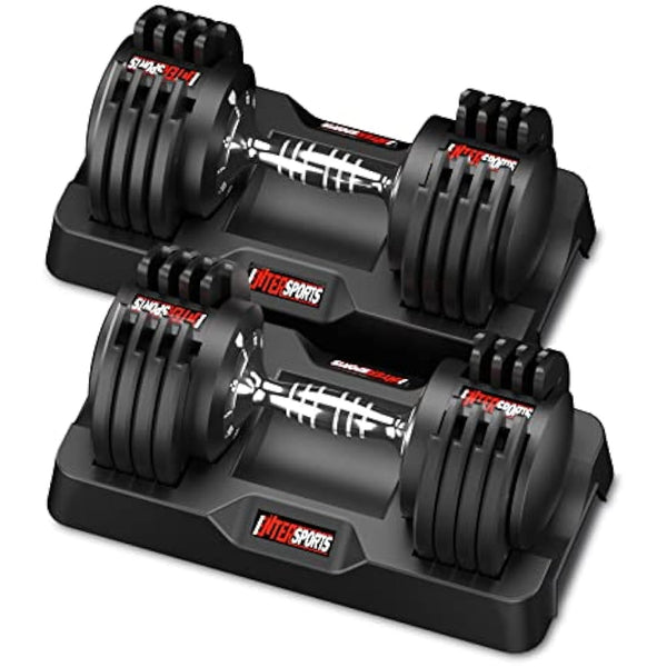 EnterSports 12kg/18KG/27KG Adjustable Dumbbells,Dumbbell Set for Saving Place, Dumbbell Weights with Non-Slip Handle, Home Gym Strength Training Equipment for Full Bodybuilding