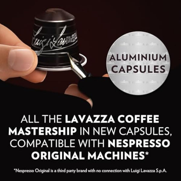 Lavazza, Espresso Maestro Intenso, 100 Aluminium Capsules Compatible with Nespresso Original Machines, Wood, Spice, & Cocoa Notes, Arabica & Robusta, Intensity 11/13, Medium Roasting