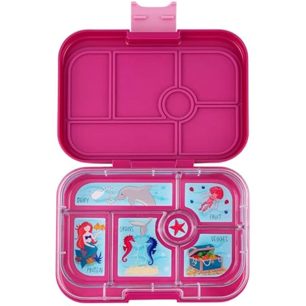 yumbox Original Leakproof Kids Bento Lunch Box, 5 Compartments + Dip Well, Easy-Open Latch, Portion Control, Removable Illustrated Tray, Ages 3-7 (Malibu Purple (Mermaid Tray))