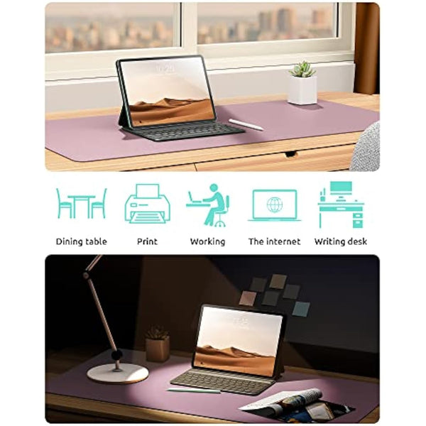 YSAGi Leather Desk Mat, Large Mouse Mat, Non-Slip Desk Pad, Waterproof PU Leather Table Protector Writing Pad for Office and Home (80 x 40 cm, Pale Mauve)