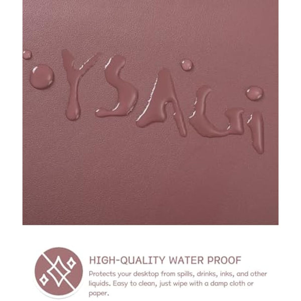 YSAGi Non-Slip Desk Pad, Waterproof PVC Leather Desk Table Protector, Ultra Thin Large Mouse Pad, Easy Clean Laptop Desk Writing Mat for Office Work/Home/Decor (60 x 35 cm, Dark Pink)