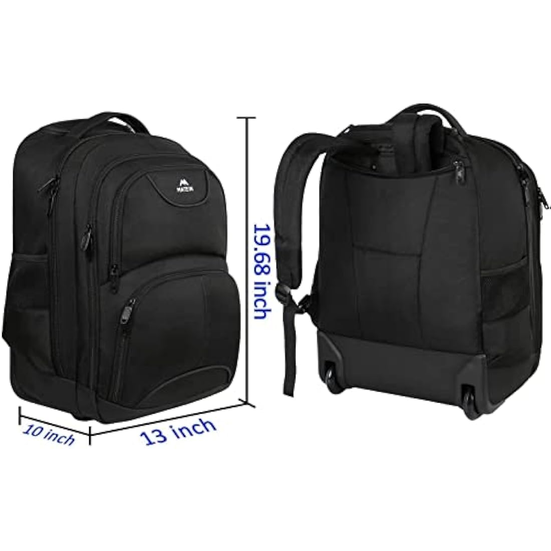 MATEIN Travel Backpack with Wheels, Rucksack with Wheels Cabin Size Wheeled Backpack 17inch Laptop Trolley Business Cabin Bag Carry On Suitcase Hand Luggage School Backpack for Women, Men, Uni, Black