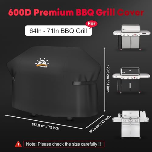 Zettum BBQ Cover 182 CM - 7132 Large Grill Barbecue Cover for Weber, Nexgrill, Monument, Dyna-glo, Brinkmann Grill Heavy Duty & Waterproof, PU Coating