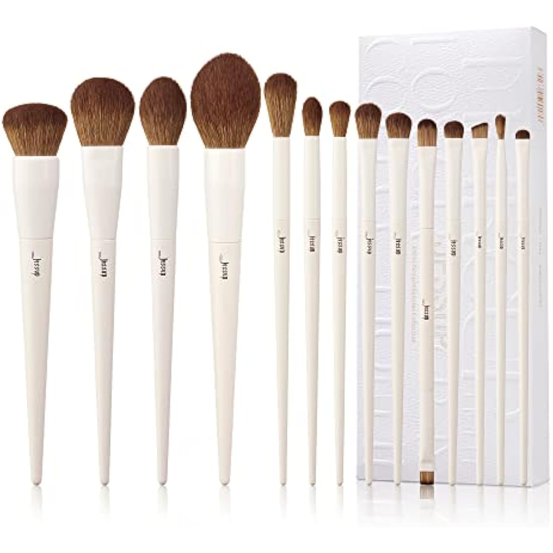 Jessup Makeup Brushes 14Pcs Make up Brushes Premium Synthetic Makeup Brush Set for Contour Concealer Foundation Eye Shadow Blending Liner Powder Blush Light Grey T329