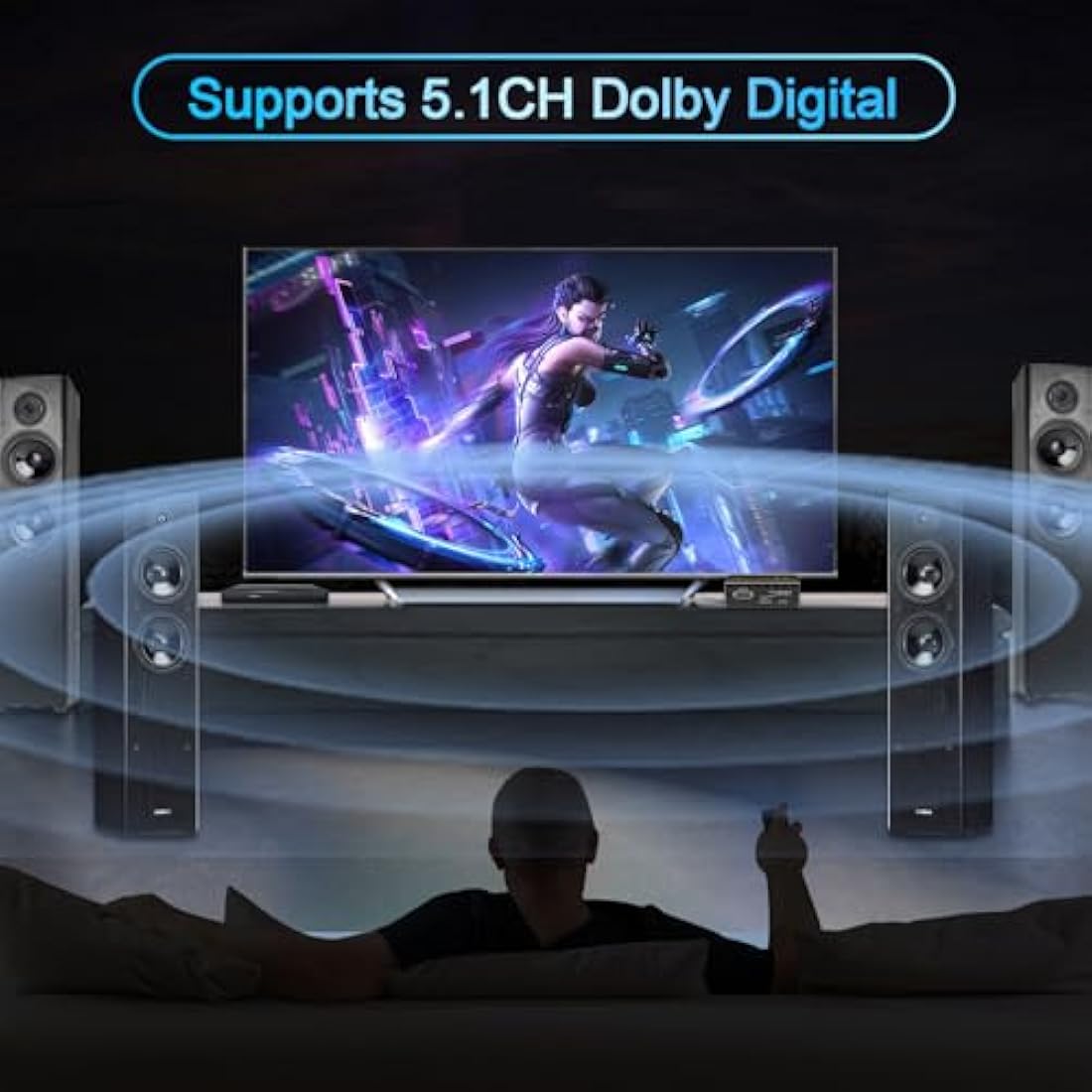 HDMI 2.0 Audio Extractor 4K 60Hz PS5 1080P 120Hz 4:4:4 HDCP 2.2 CEC D-olby vision HDR de-embed SPDIF Optical 5.1CH 3.5mm stereo L/R Audio Breakout D-olby Digital Audio Decoder EDID Management Scaler