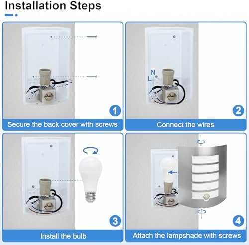 Allesgute Outdoor Wall Lights with PIR Motion Sensor, Curved Outside Light Mains Powered Stainless Steel IP44 Waterproof Wall Lamp Incl. 12W E27 LED Bulbs Warm White for Front Door Porch Stairway