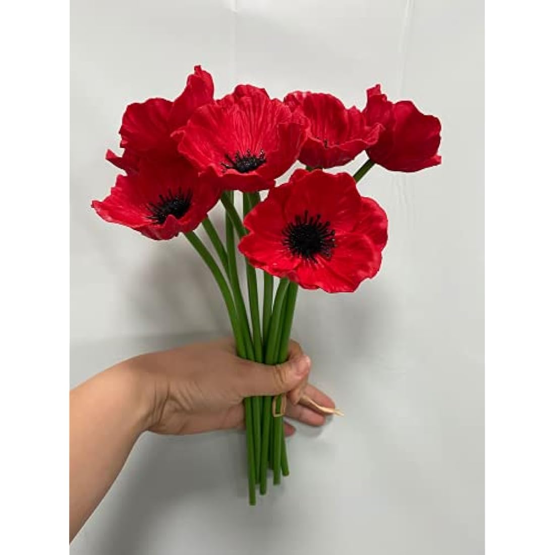 10 Stem 11" Bouquets Artificial Flowers Poppy Flowers,No Fade Multicolor PU Fake Wild Flowers for Kitchen Table Centerpiece Vase,Home Greenery Wedding Holding Flowers Backdrop Arch Wall (Red)