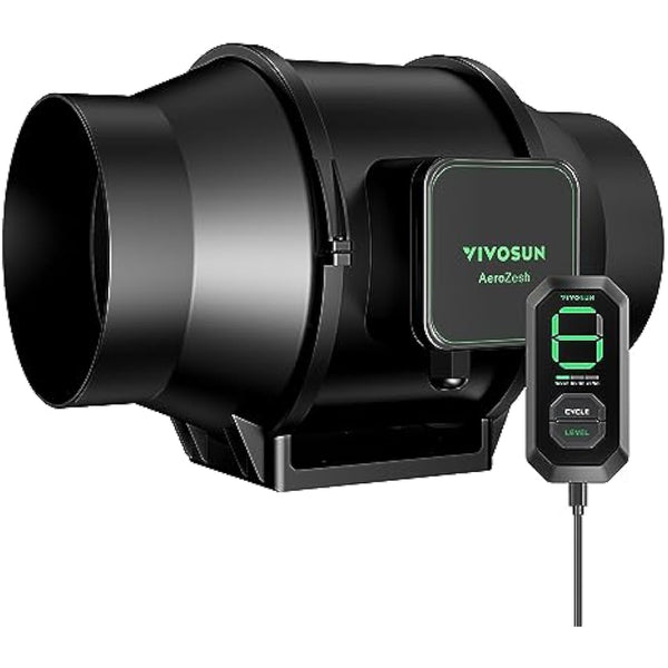 VIVOSUN Inline Duct Fan 150mm Exhaust Fan 688m³/h with E12 Speed Controller and Fully Programmable PWM Controlled EC Fan AeroZesh S6 for Grow Tent Ventilation