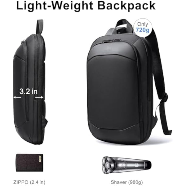 HEROIC KNIGHT Slim Laptop Backpack, Expandable Business Travel Backpack, Water-Resistant Anti Theft Laptop Rucksack, Lightweight Computer Work Bag Daypack For Men Women, Fits 15.6 Inch- Black