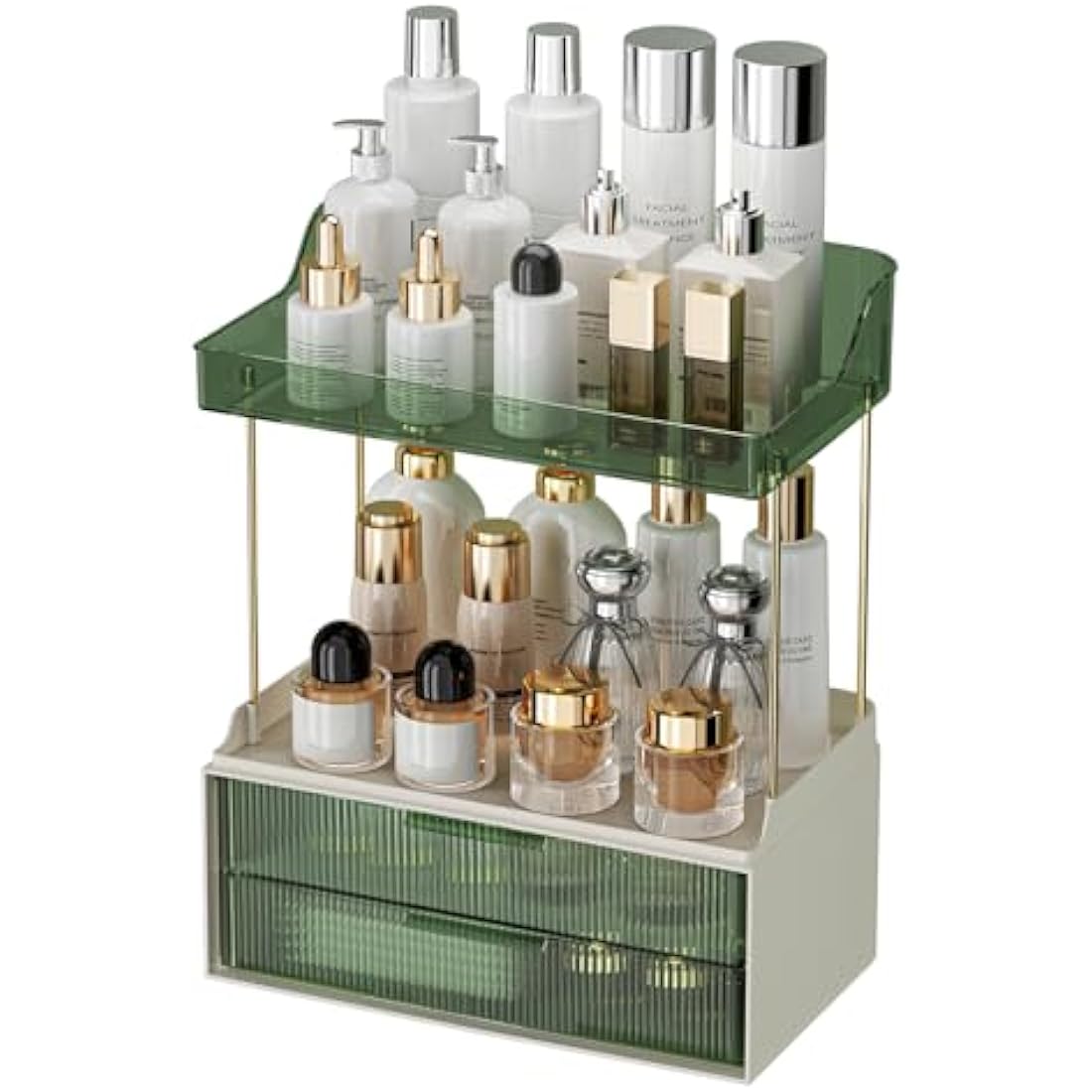 IJIAMY Makeup Organiser Storage Drawers, Cosmetic Organisers, Skincare Cosmetic Organizer, Dressing Table Organiser for Lipsticks,Jewelery, Bedroom, Bathroom