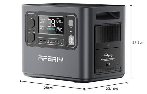 AFERIY Portable Power Station 2400W, 2048Wh Solar Power Station Control Via App, 13 Output Ports, 4 Input Ways, 3x 230V AC Outlets, LiFePO4 Battery, Solar Generator for Travel/Camping/Home Backup