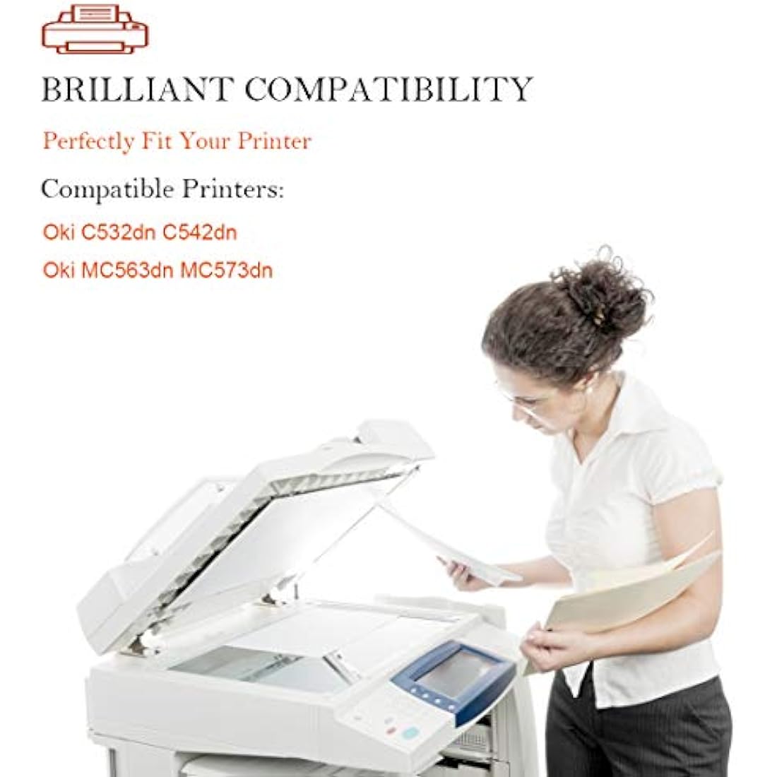 4 Color Compatible Toner Cartridge for Oki C532 C532dn C542 C542dn MC563 MC563dn MC573 MC573dn Printer High Capacity 7000 & 6000 Pages 46490608 46490607 46490606 46490605 ( BK/C/Y/M
