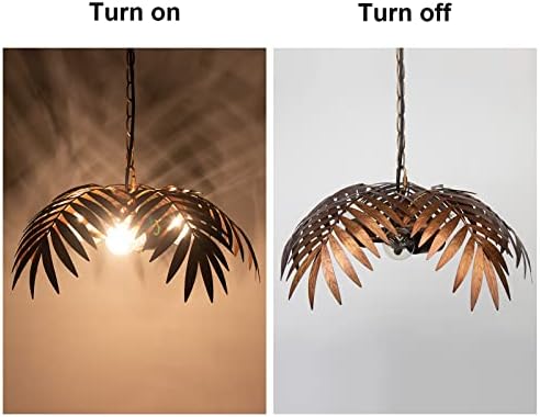 JCPYIUL Retro Tropical Coconut Leaf Chandelier LED Scandinavian Tree Branch Iron Ceiling Light Home Decoration Lamps and Lanterns Hotel Club Decoration Lamps and Lanterns(1)