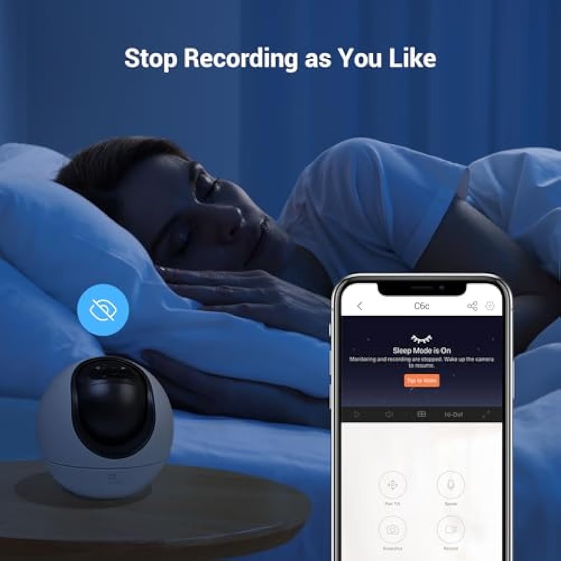 EZVIZ 2K Indoor Wifi Camera No Monthly Fee, 512GB Supports, Starlight Colour Night Vision, Human Detection, 360°, Auto Tracking, Two Way Talk, Privacy Mode, Google Control, C6c 3MP