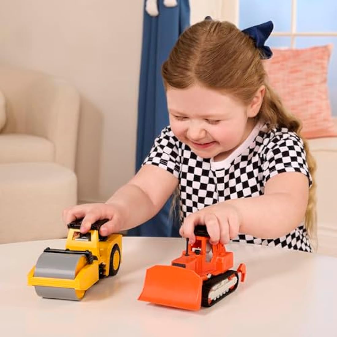 DRIVEN - Micro Steam Roller - Toy Truck with Heavy-Duty Roller, Light, and Sound - Yellow Trucks and Construction Toys for Kids Aged 3 +, Nylon/a