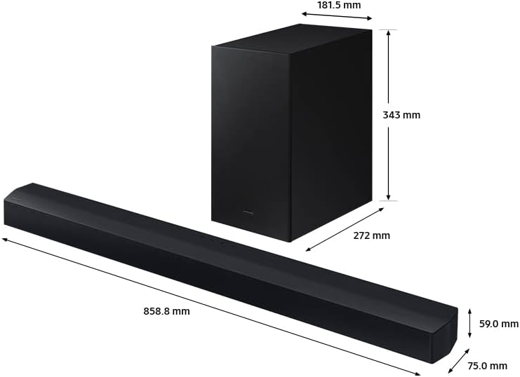 Samsung C430 2.1ch 270W Soundbar Speaker (2023) - Bluetooth Soundbar with 4 Speakers, Bass Boost 6.5" Subwoofer, 3D Wireless Surround Sound, Smart Game Mode, Adaptive Audio & Wall Mount Kit Included