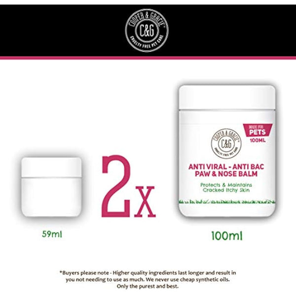 Dog Paw And Nose Balm 100ml - Instantly Soothe Cracked Itchy Skin and Paws - Anti-fungal Cruelty Free Formula - Best Grooming For Dogs