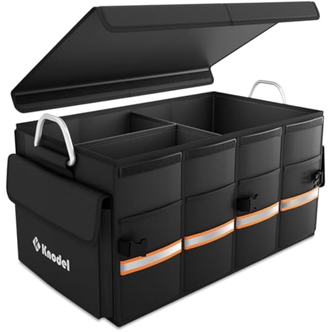 Knodel Car Boot Organiser, Heavy Duty Car Boot Storage with Foldable Cover, Collapsible Car Boot Tidy, Non-Slip Tidy Boot Bag for All Vehicles (Medium, Black)