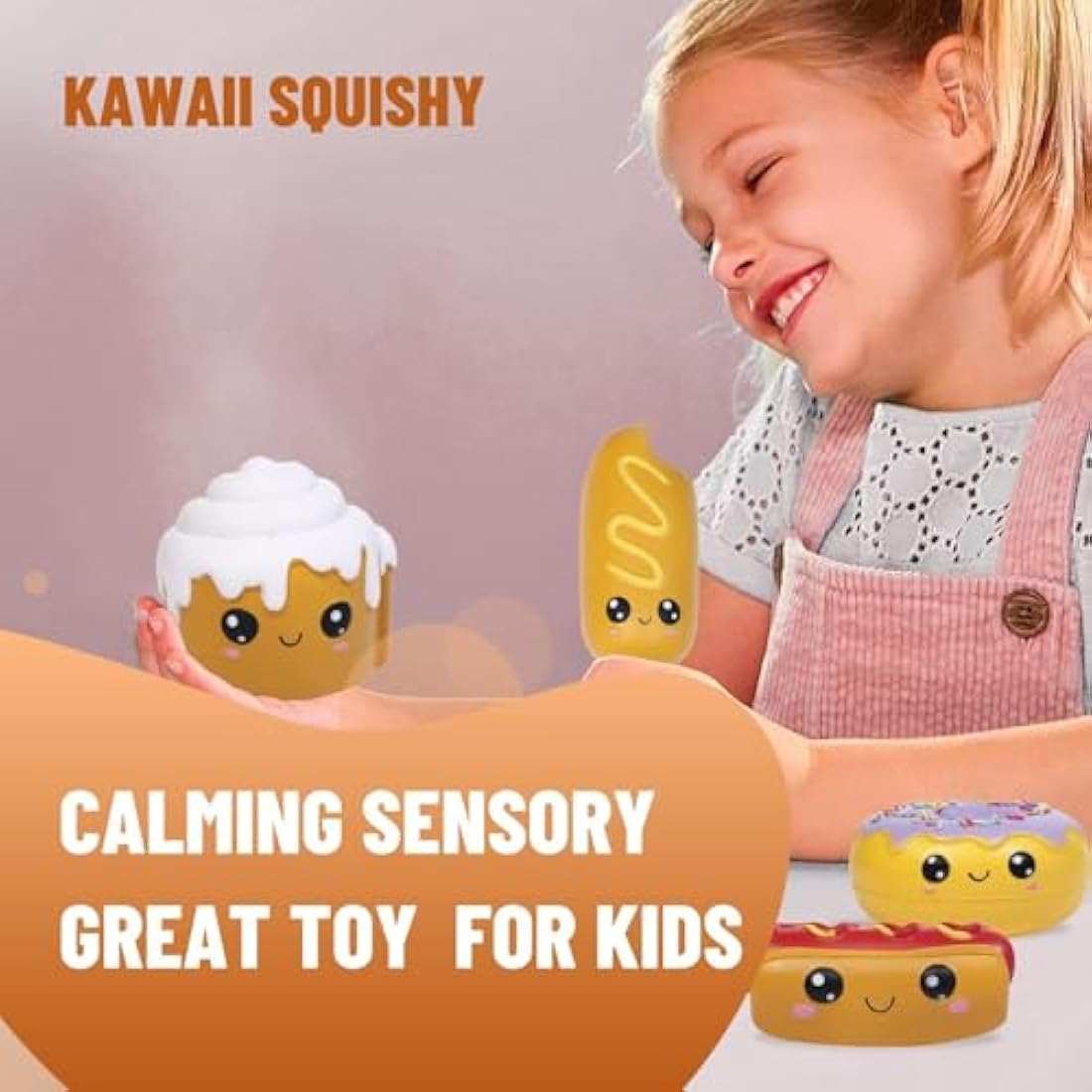Anboor 4 Pcs Squishies Hot Dog Cake Bread Donut Kawaii Scented Soft Slow Rising Squeeze Stress Relief Kids Toy Stress Relief Kid's Toys