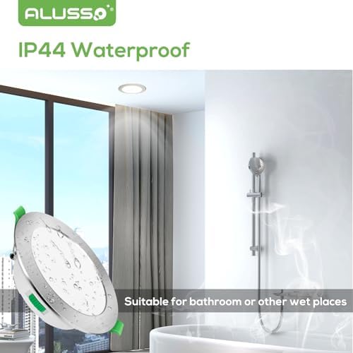 7W LED Recessed Ceiling Light, Dimmable 230V Downlights Ultra Slim 90-100mm Cutout, CCT Selectable Warm White 3000K Neutral White 4000K Cool White 6500K, LED Spotlights for Bathroom Kitchen, 6 Pack