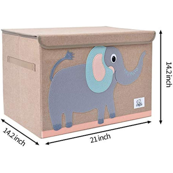 CLCROBD Foldable Kids Large Toy Chest with Flip-Top Lid, Collapsible Fabric Animal Toy Storage Organizer/Bin/Box/Basket/Trunk for Toddler, Children and Baby Nursery (Elephant)