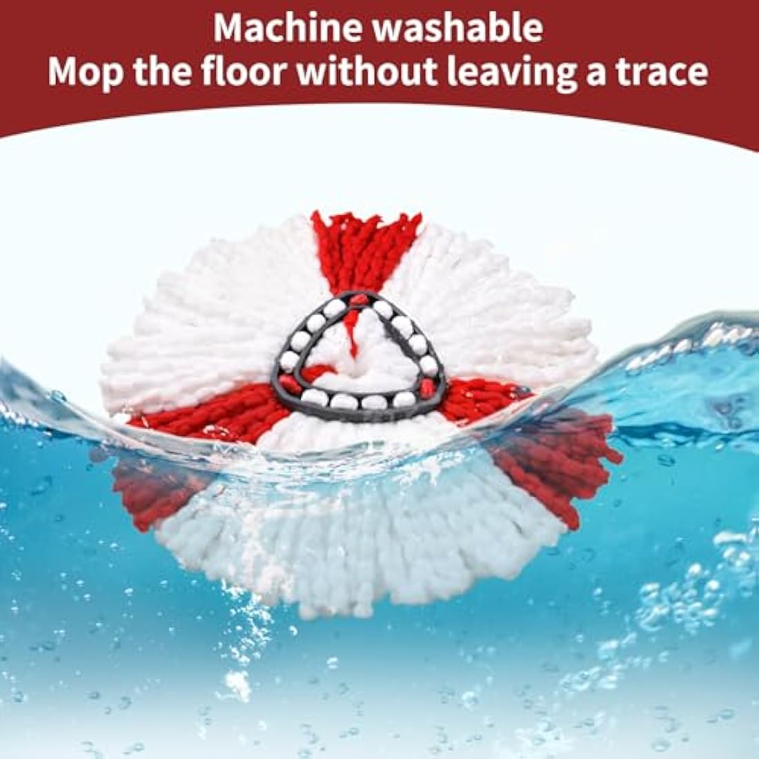 BONBELONG Mop Heads Compatible with Vileda 2-in-1 Turbo Mop Replacement Head Microfibre (Red, 3 Pack)