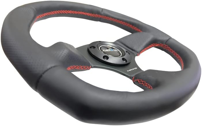 NRG Innovations RST-009R-RS Reinforced Steering Wheel (Leather Steering Wheelwith RED stitch)