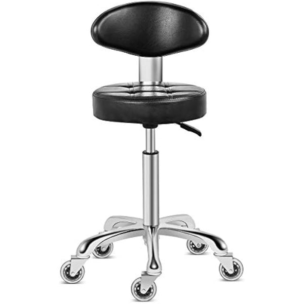 Kaleurrier Rolling Stool Chair with Smooth-rolling Dual-wheel casters,Comfortable Cushioned Backrest, Swivel Seat, Heavy Duty Hydraulic Height Adjustable,Sturdy and Durable