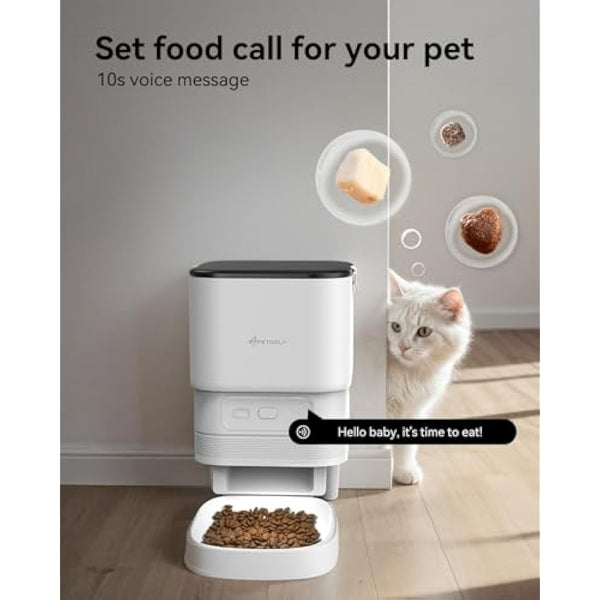 APETDOLA Automatic Cat Feeder, 4L Smart Food Dispenser with 2.4GHz WiFi & App Control, 10-Meal Customization, Dual Power (AC/DC), Voice Recorder, Automatic Feeders for Cats and Puppy - FDG30 (White)