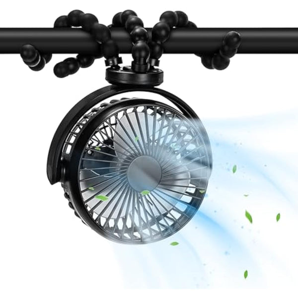 Baby Pram Stroller Fan 20H Buggy Cooling Clip On Fan, Portable 4000mAh Battery Personal Fan for Pram Accessories Baby Cot Wagon Stroller Pushchairs Crib Bed Treadmill,Travel Holiday Essentials