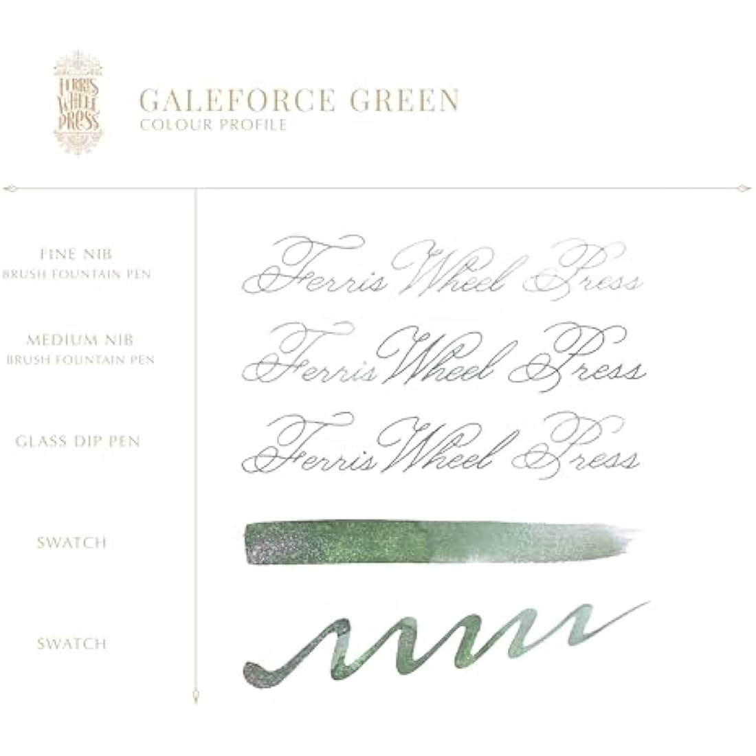 Ferris Wheel Press Fountain Pen Ink, FerriTales Collection, Deep Eucalyptus with Duochrome Green/Pink Shimmer, 85ml