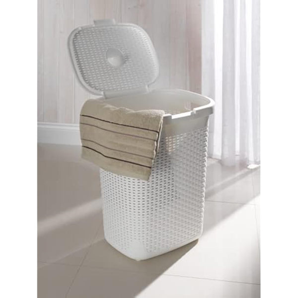 Addis 50 Litre Calico Faux Rattan Hamper, Cream