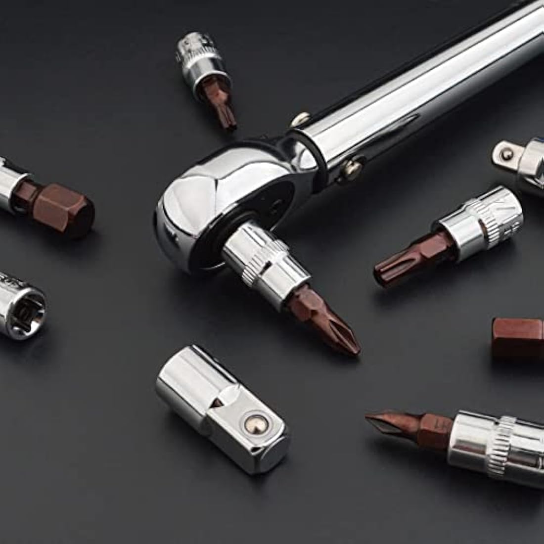 Gunpla 1/4" Drive Torque Wrench Set 21-Pieces Click Dual-Direction Adjustable with Extension Bar Maintenance Kit, Hex Torx Phillips Bits Sockets, 2-24NM Bicycle Repair Sets, 72 Tooth Ratchet Tool