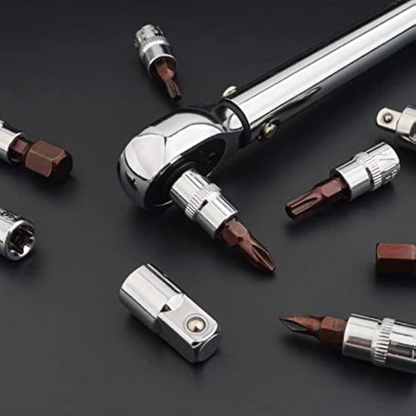 Gunpla 1/4" Drive Torque Wrench Set 21-Pieces Click Dual-Direction Adjustable with Extension Bar Maintenance Kit, Hex Torx Phillips Bits Sockets, 2-24NM Bicycle Repair Sets, 72 Tooth Ratchet Tool