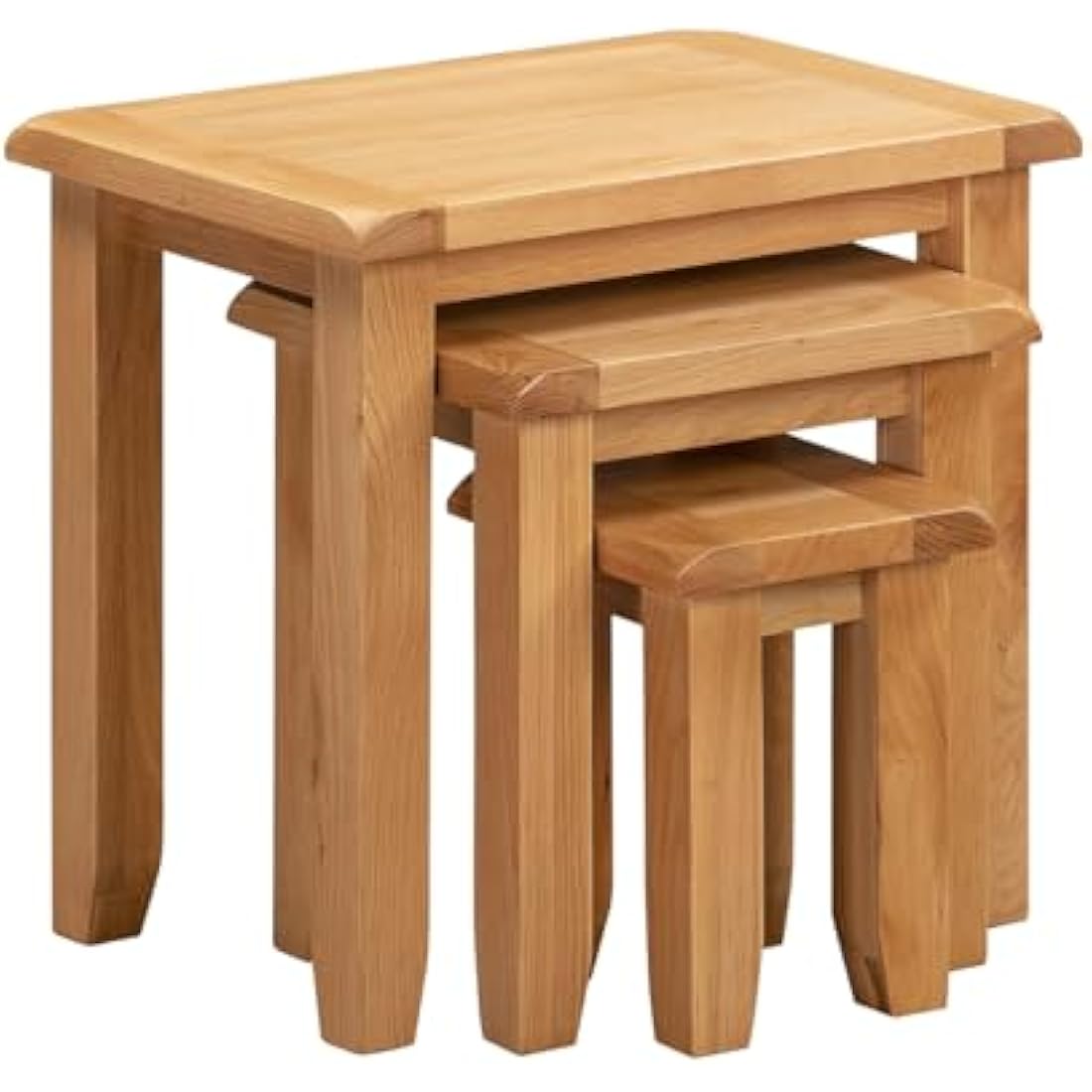 Hallowood Furniture Monchique Nest of Tables Set of 3, Multifunctional Wooden Nesting Side, Coffee Table for Small Spaces, Solid Oak Living Room Furniture, Fully Assembled