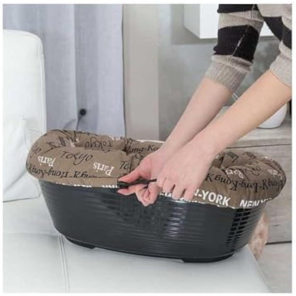 Ferplast Plastic Dog and Cat Bed with Padded Dog and Cat Cushion SOFA' Dog Bed with Padded Cushion, Washable, 73 x 55 x 27 cm