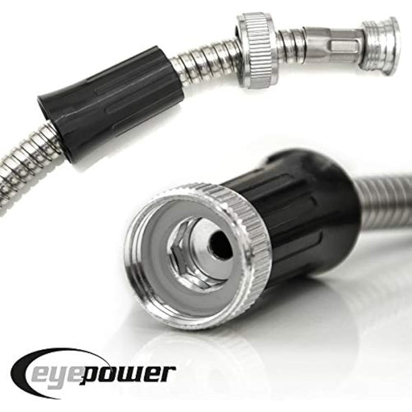 EYEPOWER 30m Kink-Free Garden Hose 100ft Stainless Steel Water Hose Pipe Flexible Silver