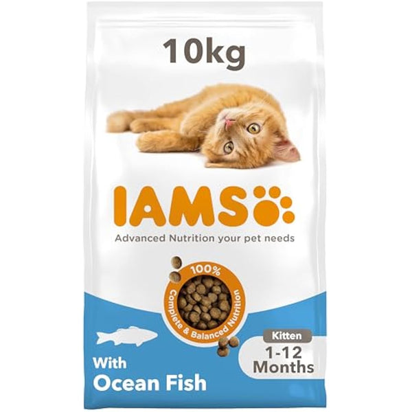 IAMS Kitten Complete Dry Cat Food Ocean Fish 10kg - For Healthy Growth