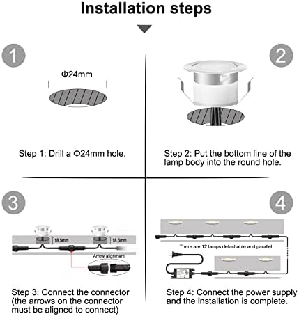 INDARUN Warm White Led Decking Lights Waterproof IP67 0.6W Ø31MM - Lighting for Terrace/Patio/Path/Wall/Garden/Decoration, 30 Packs
