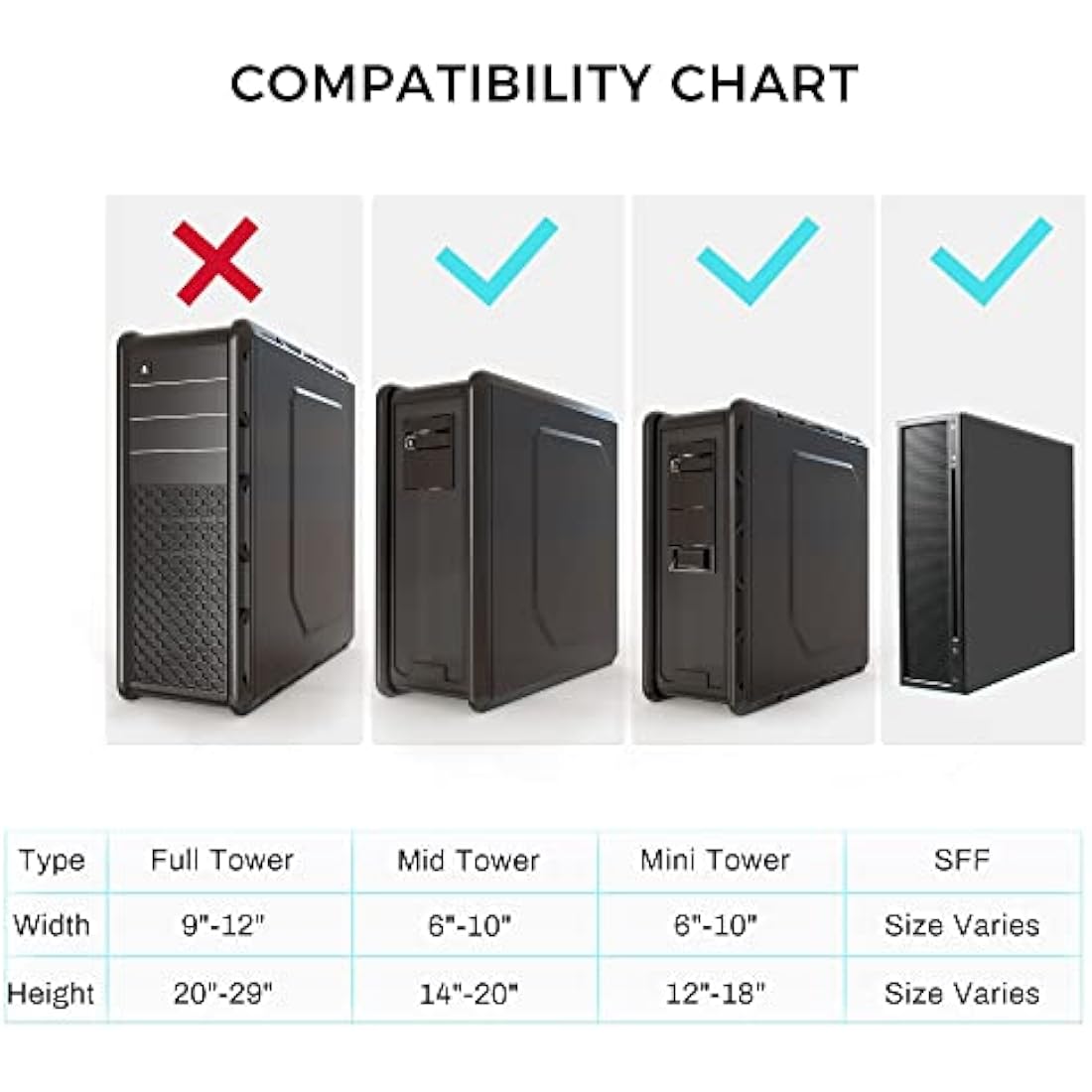 EUREKA ERGONOMIC Under Desk PC Mount, Computer Tower Holder 360° Swivel Height & Width Adjustable, CPU Holder Holds up to 20kg, Fits Most Computer Tower, Black