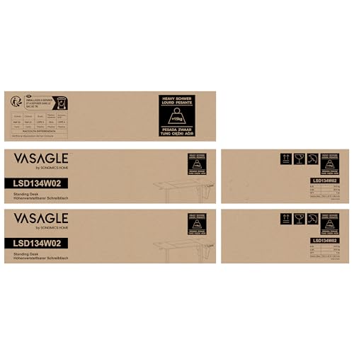 VASAGLE Electric Standing Desk, Height Adjustable Desk, 60 x 140 x (72-120) cm, 4 Memory Heights, Storage Pocket, for Home Office, Study, Rustic Brown and Ink Black LSD134K02