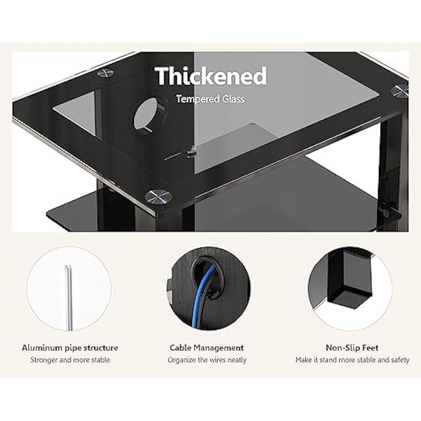 FITUEYES Hifi Stand 4 Tiers Glass TV Stand HIFI Rack Stand Cabinet with Cable Management