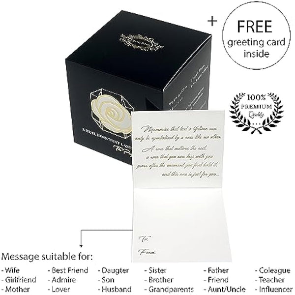 Eternal Petals A 100% Real Rose That Lasts Years, Handmade in London – Gold Solo (Rainbow)