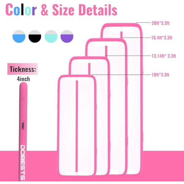 Inflatable Gymnastics Mat Tumbling Mat 6.6 ft 10 ft 13ft 16ft 20ft 4in/8in Thick Tumble Track Air Mat for Gymnastics For Home Kids Tumble Training Gymnastics/Yoga/Water/Dance