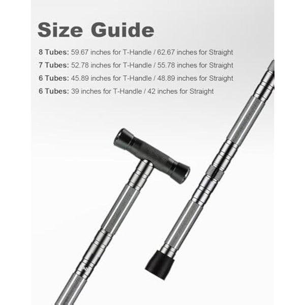 aiGear Tactical Stick/Trekking Poles | Aluminum Hiking Poles with Adjustable Height | 5/6/7/8 Tubes Trekking Poles | for Women Men Backpacking Outdoor Hiking Camping | Black