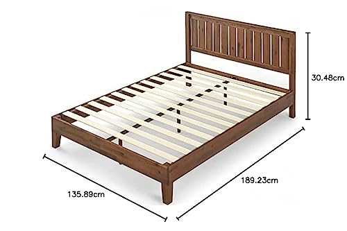 Zinus Ellie Single Bed Frame - Bed 90 x 190 cm - 36 cm Height with underbed storage - Bamboo and Wood Platform Bed Frame with Headboard, Brown