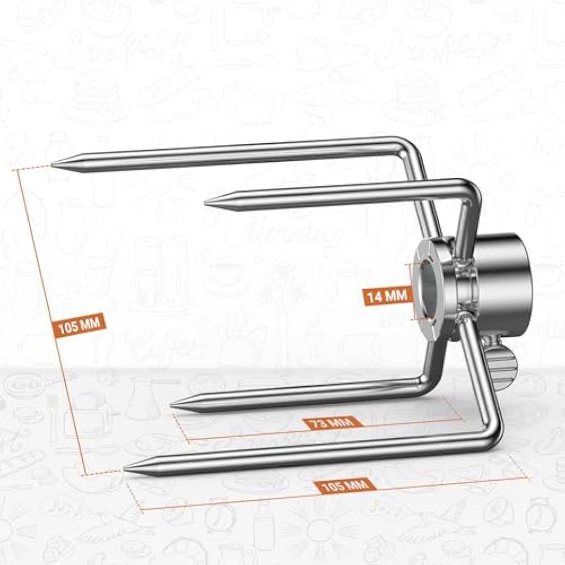 onlyfire Steel Rotisserie Forks, 2 Pcs, Fits 12 MM hexagon & 10 MM and 8 MM square Spit Rods, Replacement for Rotisserie Kits, Rust Proof